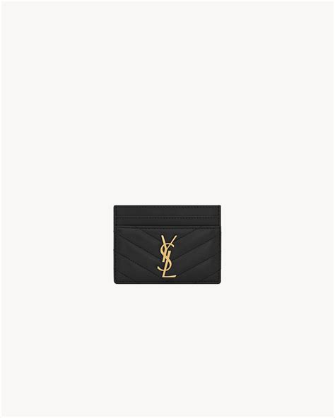 Saint Laurent Cassandre Matelassé Card Case in Lambskin